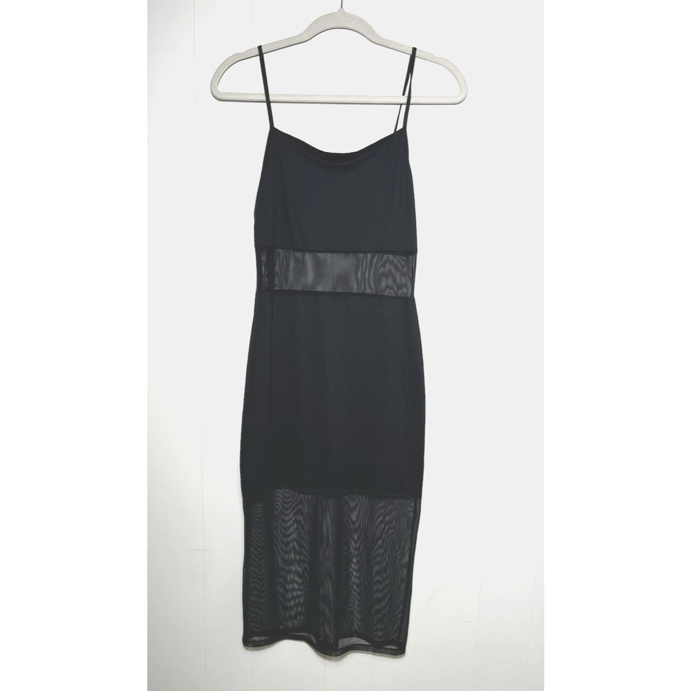 Heart and Hips Whimsigoth Mesh Bodycon Midi Dress Size Large Black Fairy Grunge